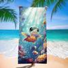Süßes Cartoon-Schildkröten-Strandtuch mit Unterwasserfisch-Print, Schnelltrocknendes Handtuch für Damen