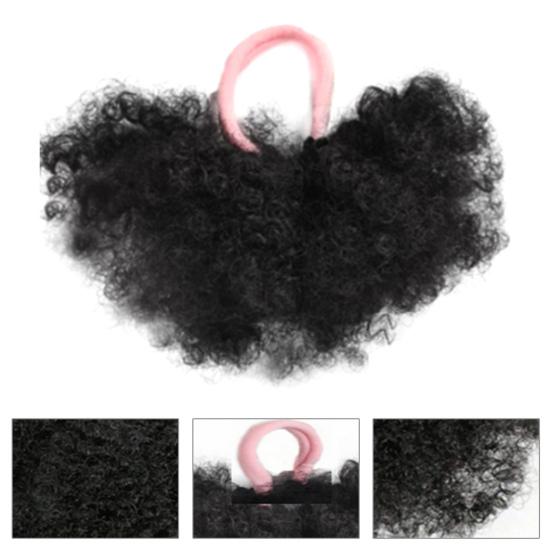 1 Pair Kids Afro Puff Ponytail Extension with Hair Tie Natural Looking Children Wrap Around Synthetic Messy Curly Hair Bun