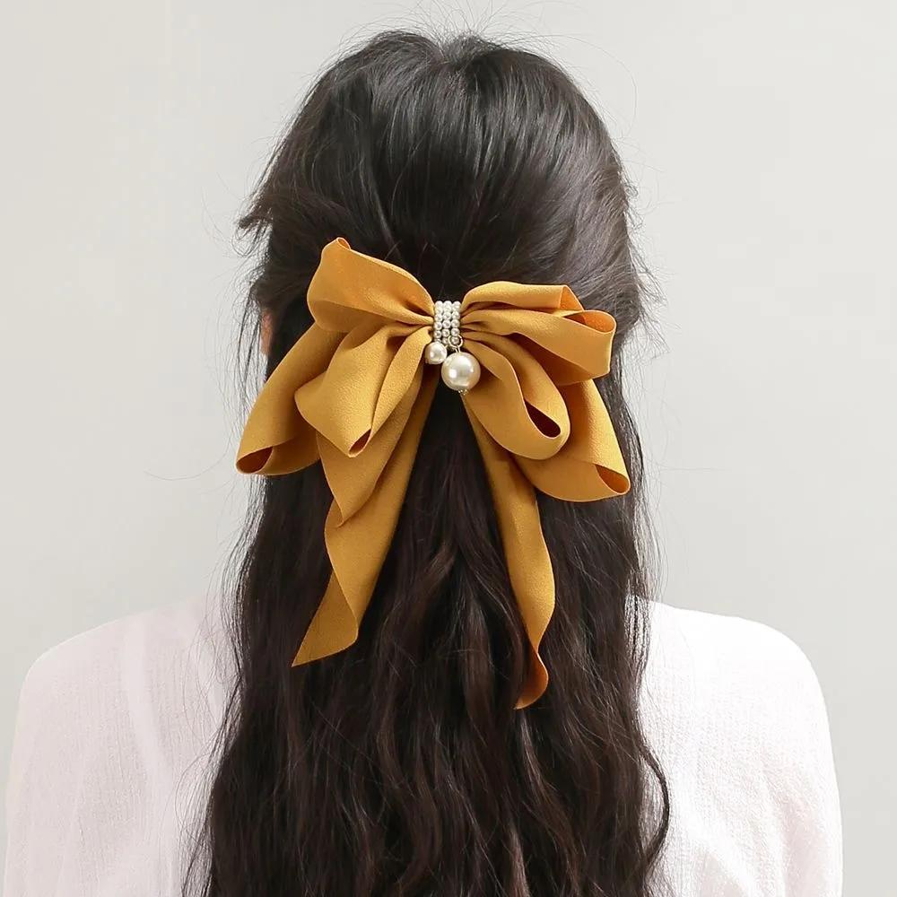 Hairpin Ribbon Pin Angel Scrunchie Butterfly Pearl Automatic Hairpin Yellow Vidastory