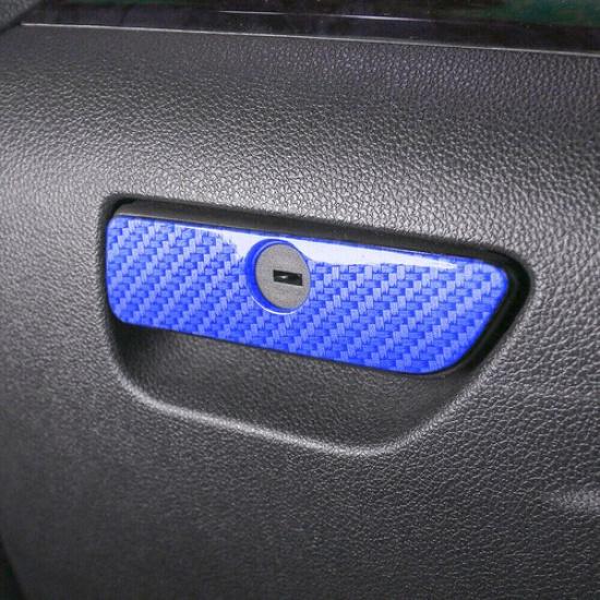 Co-Pilot Storage Box Handle Frame Trim For Ford Explorer 13-19 Blue Carbon Fiber