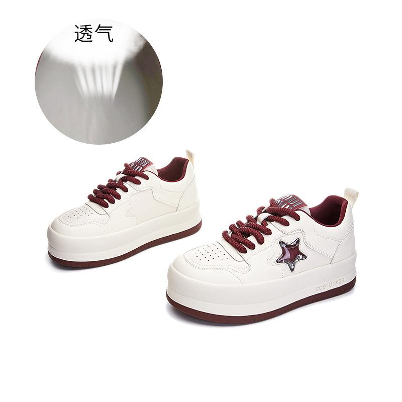

Кожаные туфли Star Board женские 2025 весна новые универсальные туфли на платформе белые модные повседневные туфли женские удобные одинарные туфли 40 красный