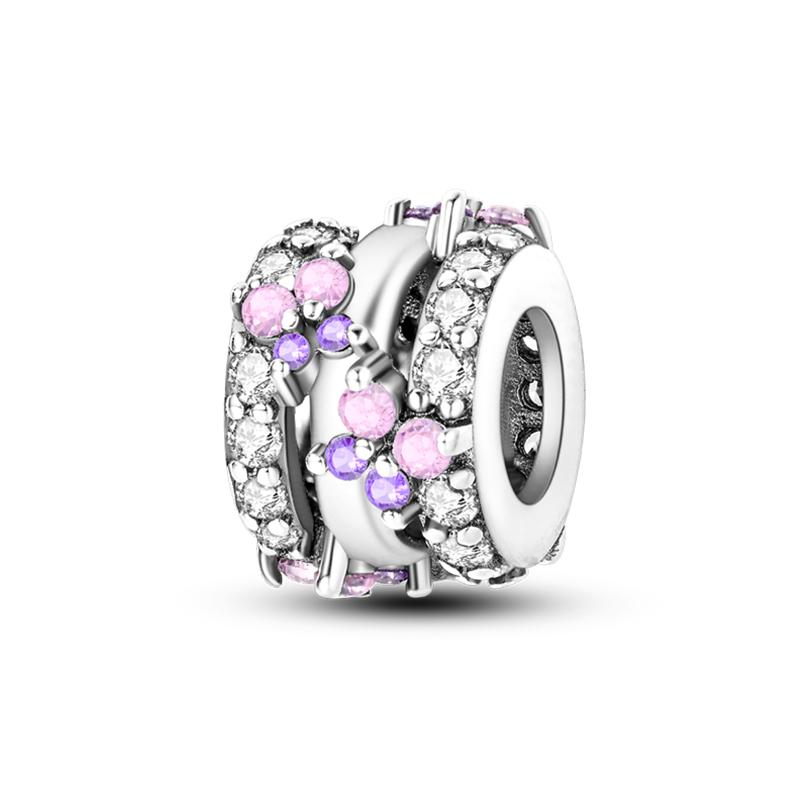 Copper Craft Plum Blossoms Azaleas Sunflowers Cherry Blossoms Sparkling Zircon Beads Charms Birthday Diy Exquisite Jewelry