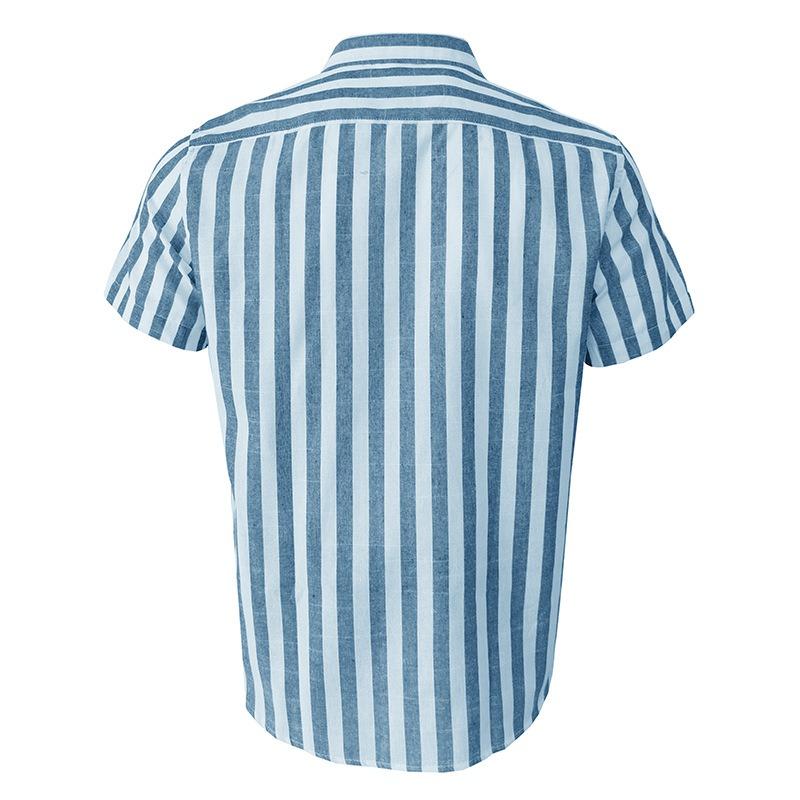 Men's striped outdoor beach short-sleeved casual shirt half-sleeved men's shirt