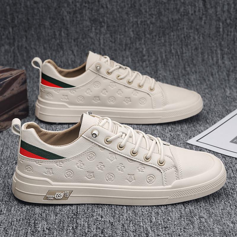 

Обувь мужская обувь новые четыре сезона маленькая белая доска обувь печать повседневная кожа поверхность работа спорт одна педаль прилив 39