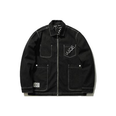 Giacca di Jeans Casual Lavaggio Chiaro Li Ning X Artist Dft Giacca da Uomo Nera AJDR387-1