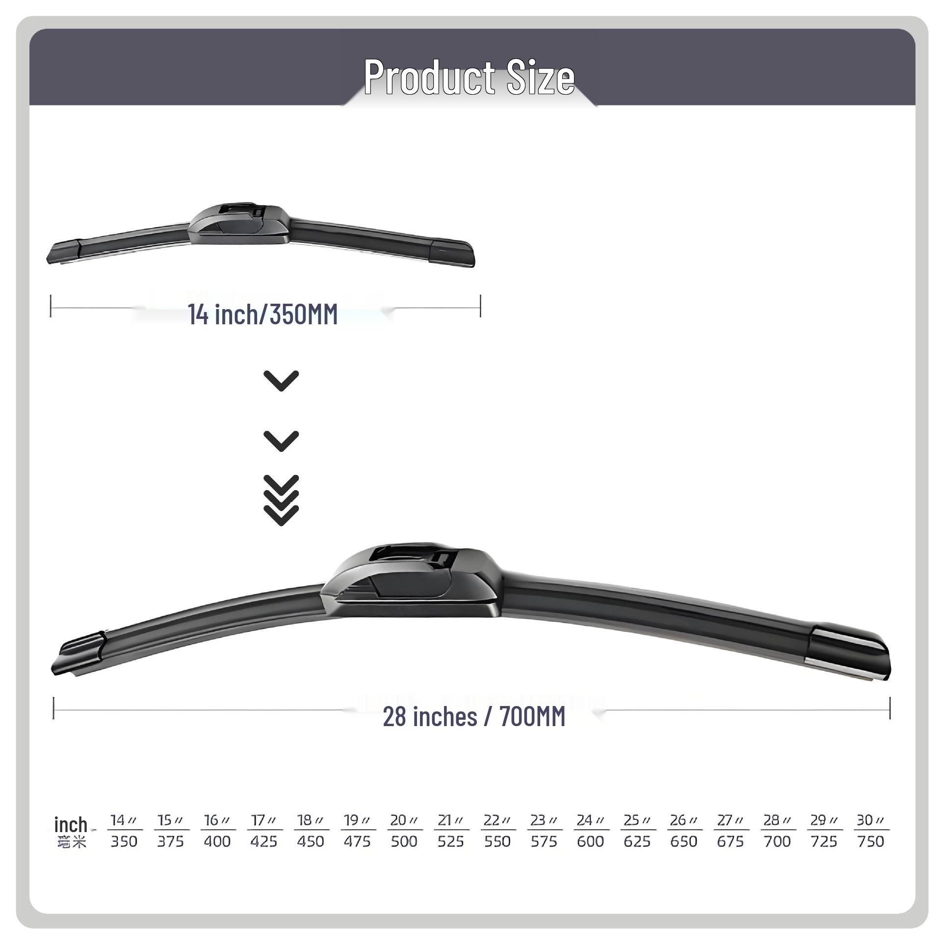 

Second Gen Frameless U-Shaped Hook Car Wiper Blade 27 inch/675mm [Single piece]