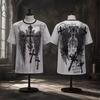 Classic Y2K Gothic Print T-shirt, Loose Fit, High Street Shirt, Gothic Crew Neck Top, New Men's and Women's T-shirts