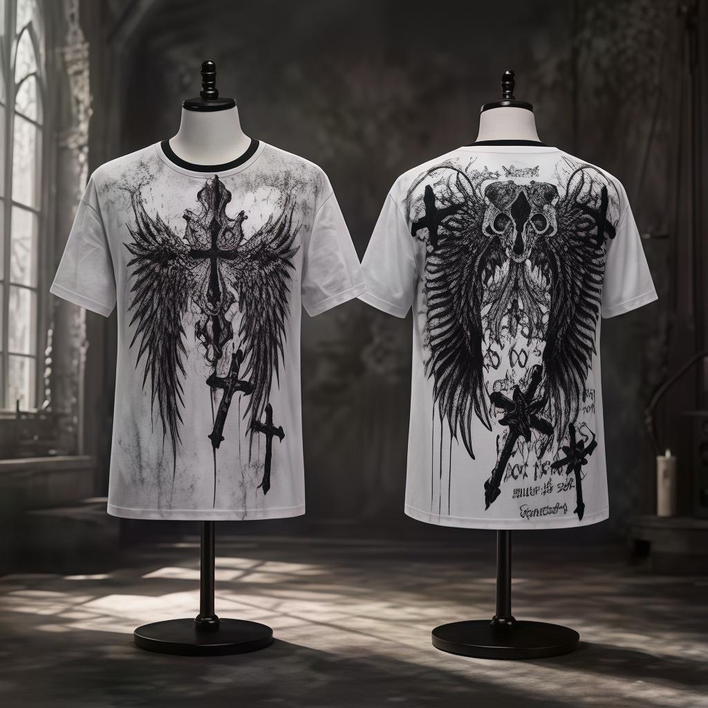 Classic Y2K Gothic Print T-shirt, Loose Fit, High Street Shirt, Gothic Crew Neck Top, New Men's and Women's T-shirts