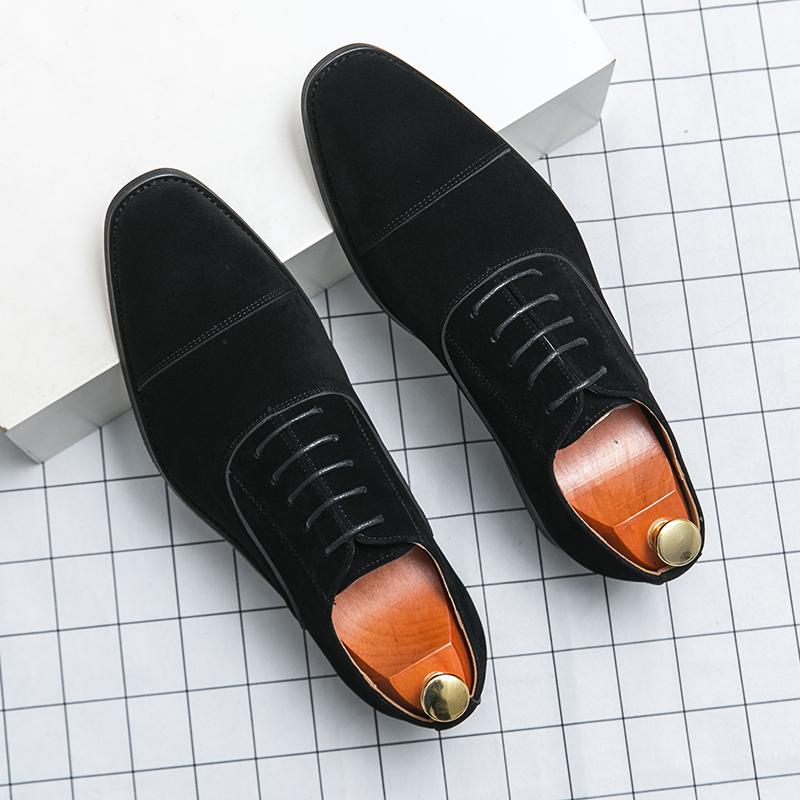 New Men's Pointed Suede Patent Leather Patchwork Shoes Wedding Dress Black Brown Loafers Oxfords Sapatos Tenis Masculino