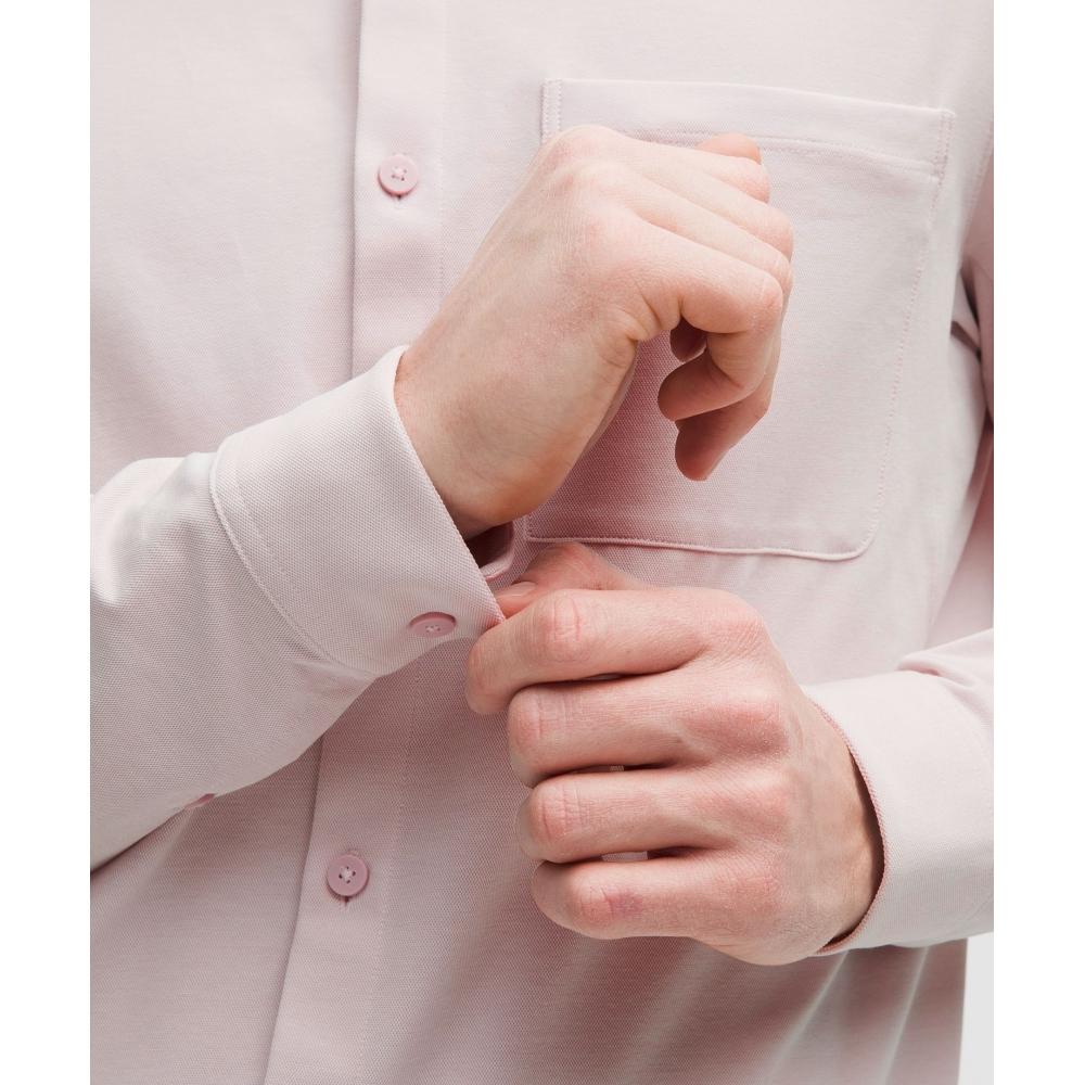 Lululemon Commission Long Sleeve Shirt  Pocket White Porcelain Pink