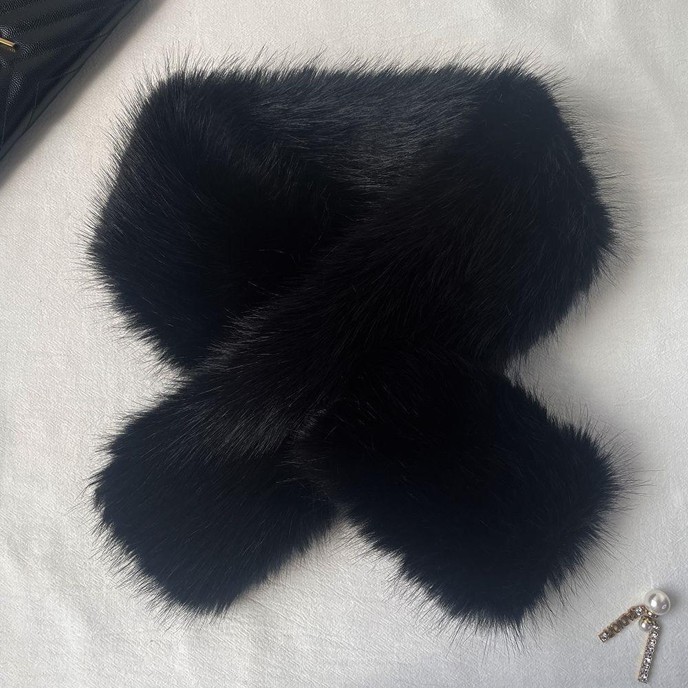 Solid Color Versatile Imitation Mink Fur Fashion Commuter Style Fur Collar Scarf for Women Light Luxury Furry Simple Scarf