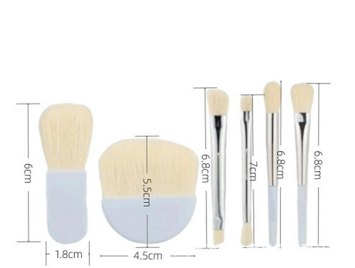 Portable 6-Piece Travel Makeup Brush Set for Beginners - Includes Mini Powder, Contour, Concealer, and Stippling Brushes