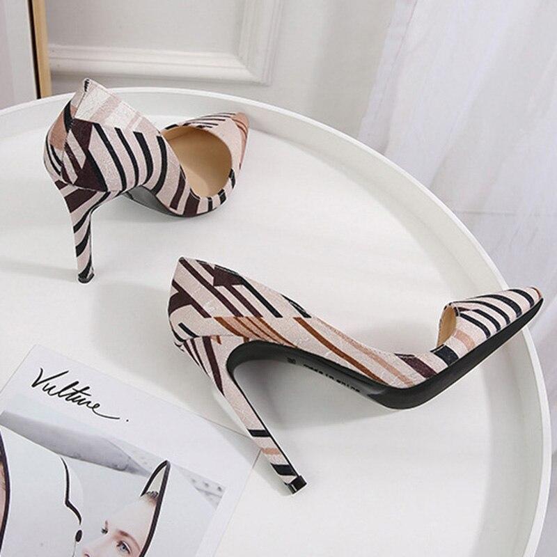 Sapatos femininos stiletto bico fino bomba colorblock cetim sexy banquete salto 11 cm WZ