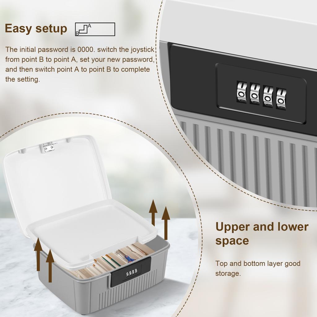 4 Digit Password Lock Safe Box Large Capacity Privacy Container Portable Organizer Household Cash Jewelry Security Storage Box