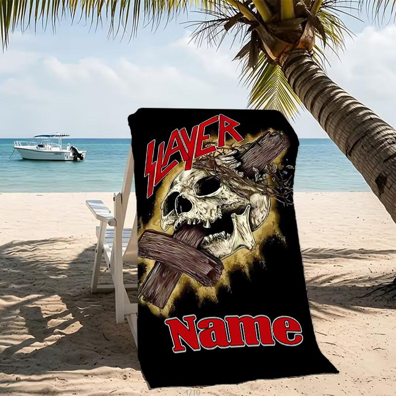 Customizable personalized beach towels Slayer band themed designs.Suitable for the beach, yoga, sports;ideal as beach accessories