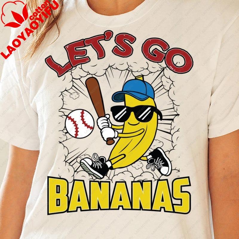 

Banana Baseball Mascot Funny Sports Team Apparel Graphic T Shirts Oversized T Shirt Kawaii Clothes Y2k Top Women Clothes Tops S