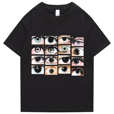 Plus Size S-5XL Hip Hop Streetwear T Shirt da uomo Occhi stampati Harajuku T-shirt in cotone Maglietta casual Estate Manica corta Tops Tees