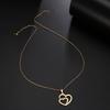 Stainless Steel Necklace For Women Man Hollow Double Heart Choker Pendant Charms Necklace Engagement Zircon