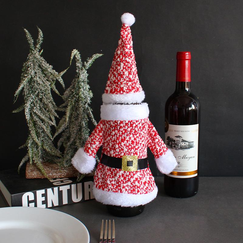 Christmas Decorations, Clothes, Hats, Wine Bottle Covers, Knitted Three-Dimensional Red Wine Set Table, Wine Bags