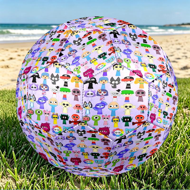 Sprunki Game Print Size 5 Soccer Ball, PU Wear Resistant Football for Match Training and Daily Practice, Birthday Gift for Soccer Fans
