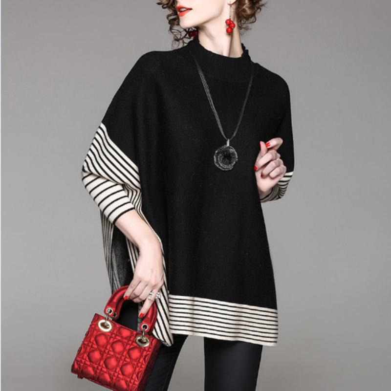 Primavera e autunno manica a pipistrello mantello pullover maglione scialle sottile maglione allentato donna versatile temperamento maglione allentato