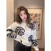 Flower Jacquard Pearl Women's Sweater Round Neck Pullover Knitted Sweaters Korean Autumn Winter New Loose Woman Top