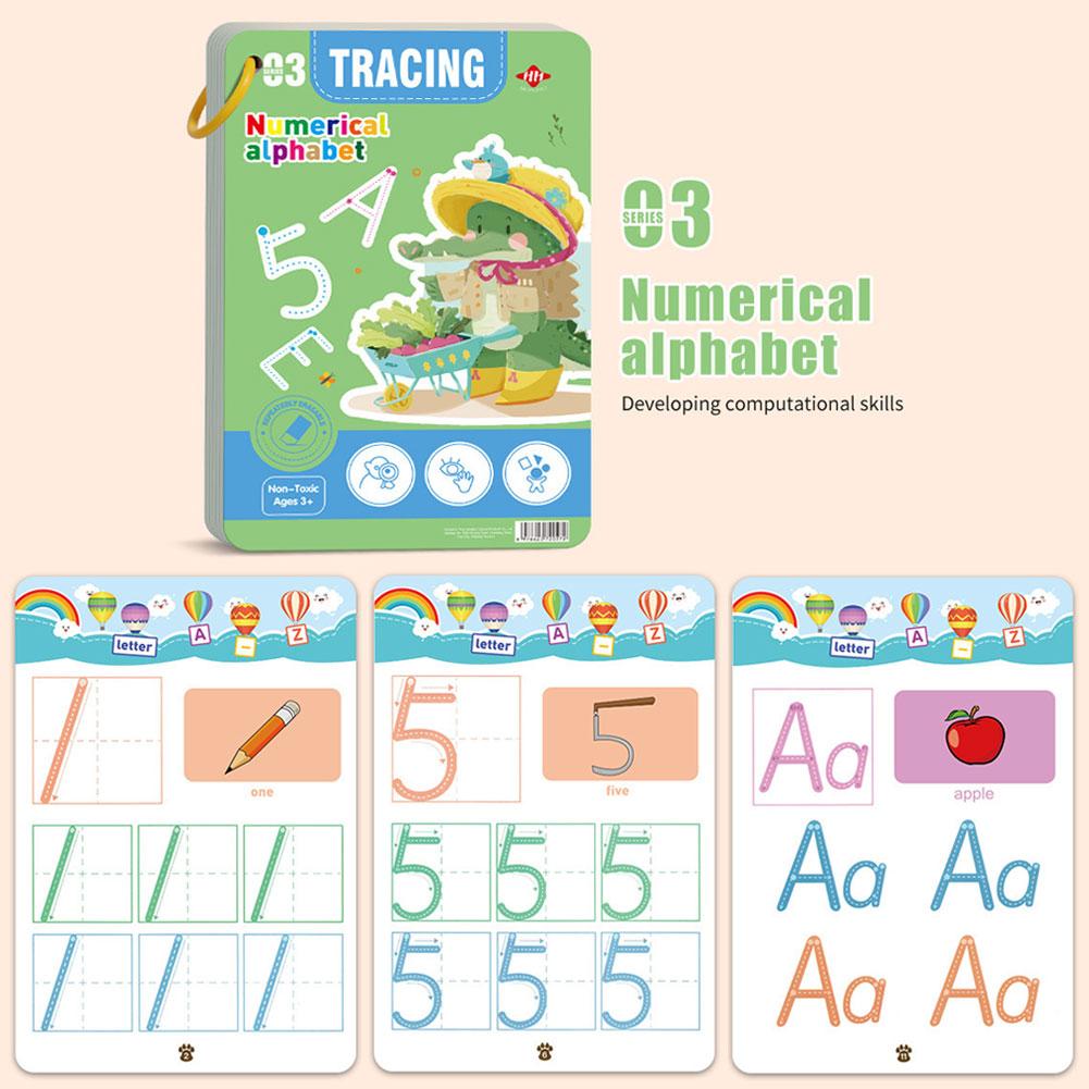 32 Page Reusable Magic Practice Notebook Set Magical Tracing Workbook Montessori Educational Books for Children Pen Control Learning Writing Skills