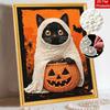 Halloween Black Cat Pumpkin Pearl Painting Art Full Pearl Handmade Diy Home Decorations