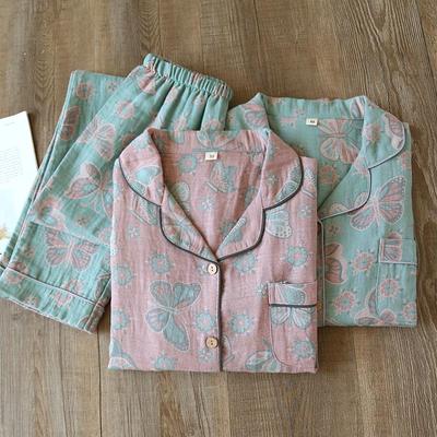 Women's Retro Jacquard Cotton Pajama Set – Spring/Autumn Long Sleeve Casual Homewear