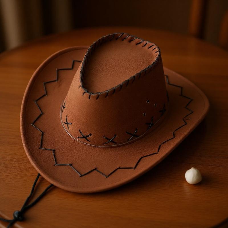 1Pieces Women Men Cowboy Hat Western Suede Cowgirl Hats Fashion West Fancy Dress Party Headwear Unisex Cap Mountaineering Scarf