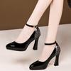 Fashion High Heeled Single Shoes Autumn New Pointed Toe Patent Leather One-Line Sequin Non-Slip Wear-Resistant Stiletto