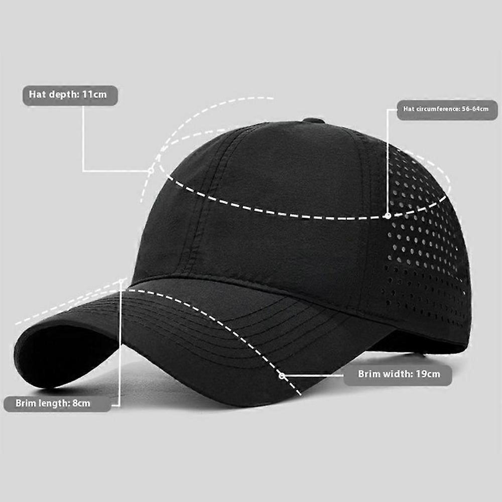 Unisex Summer Quick Dry Baseball Cap Stylish Casual Adjustable Breathable Sun Protection Hat Dark Grey