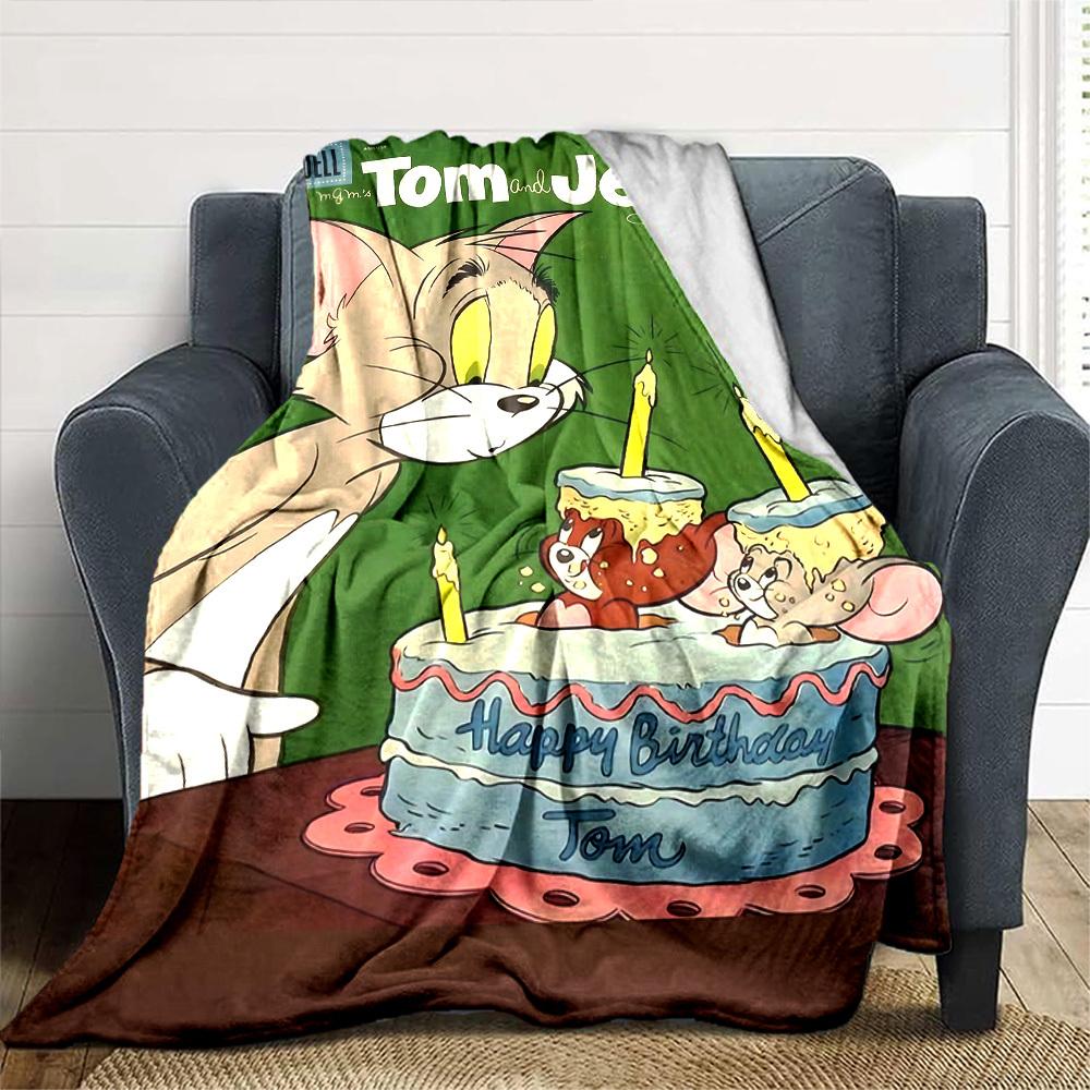 1pc Tom Jerry Flannel Blanket Soft Warm Throw for Home, Office, Travel, All-Season Cozy Bedding GiftL1124