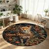 Wild Animals (225) Theme Round Crystal Velvet Rug Custom Name Text Personalized Floor Mat Home Decor Non Slip Crystal Carpet