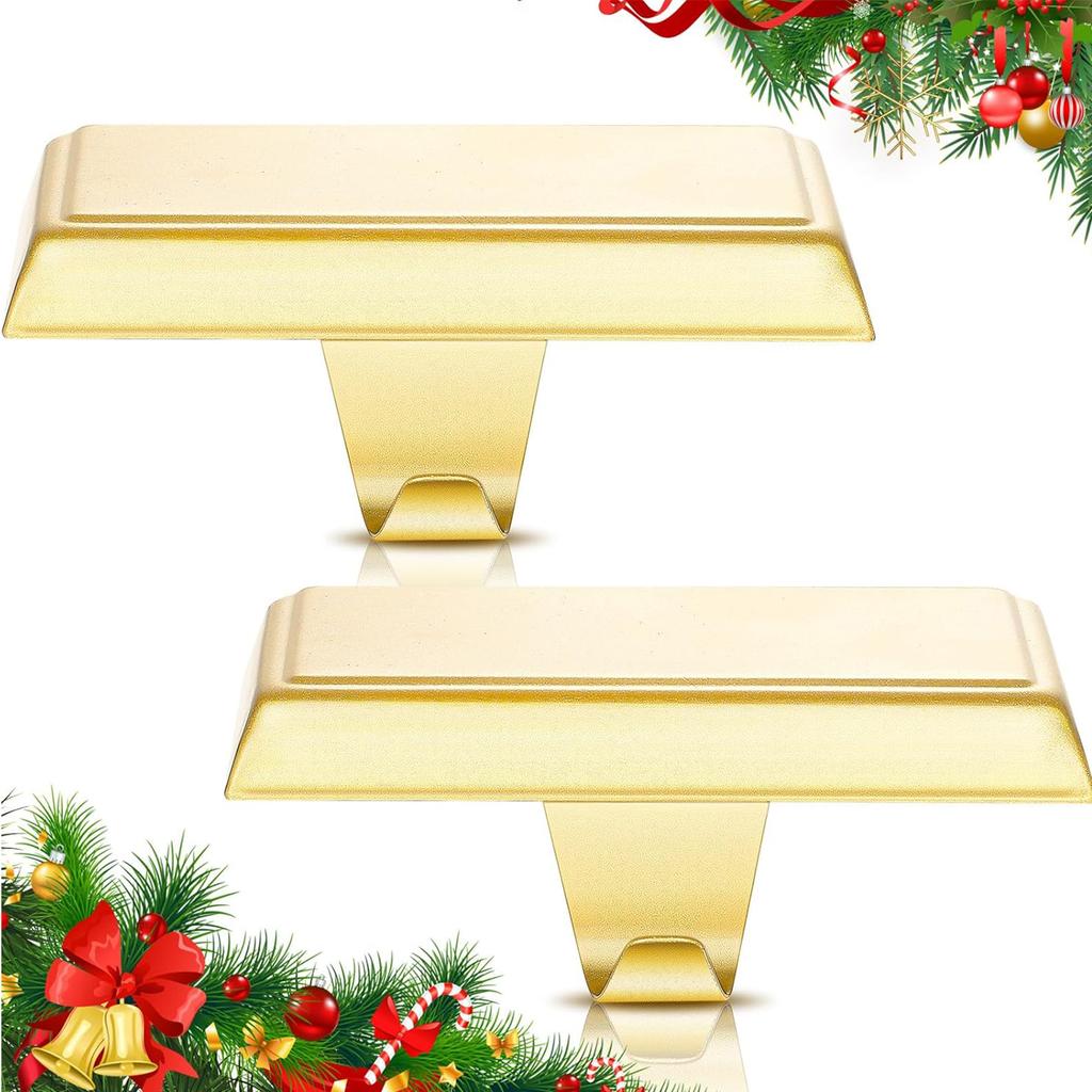 4Pcs Christmas Stocking Holders Multifunction Mantle Weighted Hooks Anti-Slip Light Strip Decoration Hook Christmas Decoration