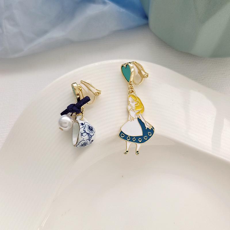 

Асимметричные серьги с жемчугом «Принцесса-фея» - клипсы для ушей с иглой из серебра S925