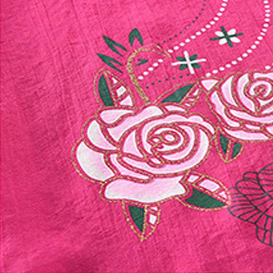 2 Pcs/Set Women Top Pants Set O Neck Flower Print Grandma Style Elastic Waists Summer Pajamas Set for Daily Wear