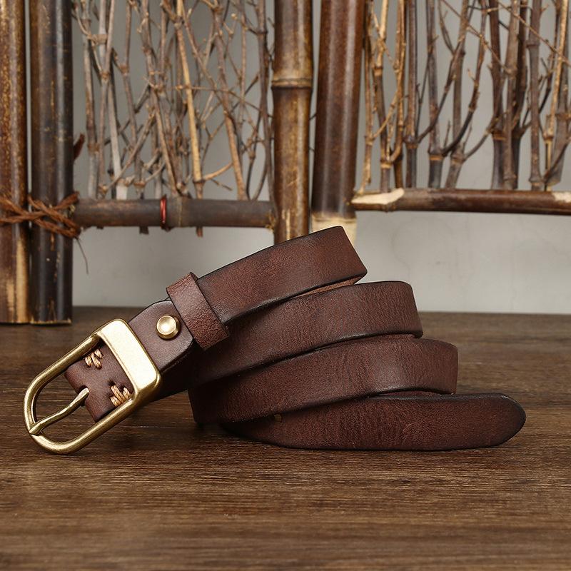 

Тонкий ремень женский ретро потертый натуральная кожа чистая коровья кожа модный дикий женский узкий ремень 120cm