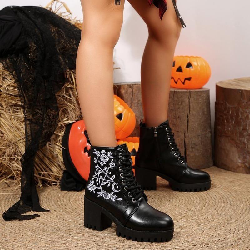 Buty na grubej podeszwie z polarem, Buty podwyższające, Wszechstronne sznurowane botki, Buty damskie