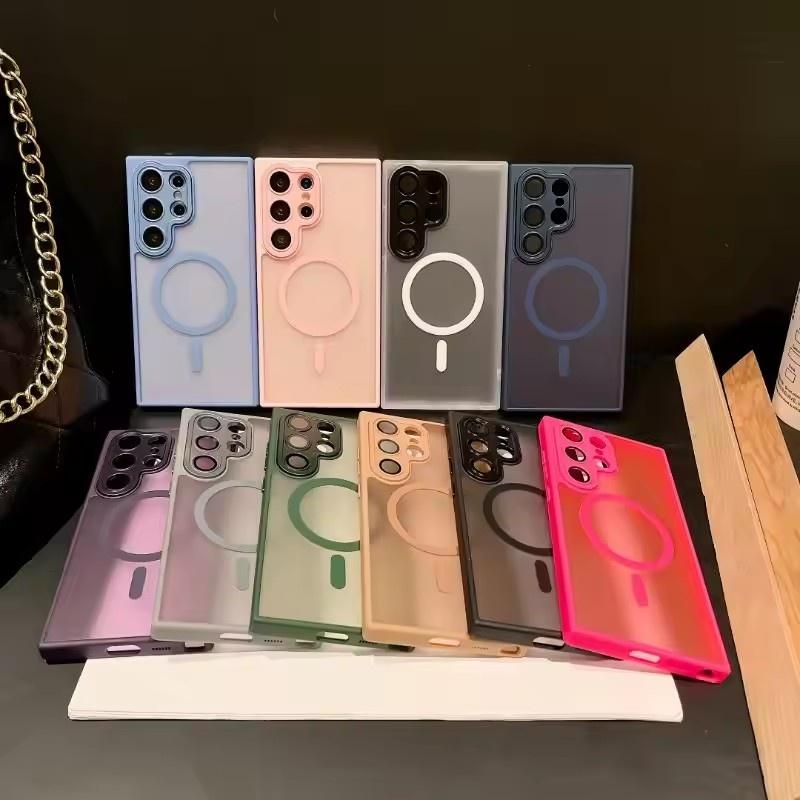 Magnetický prémiový matný kryt pro Samsung Galaxy S25 S24 S23 Ultra Plus FE Magsafe bezdrátové nabíjení Nárazuvzdorný ochranný kryt