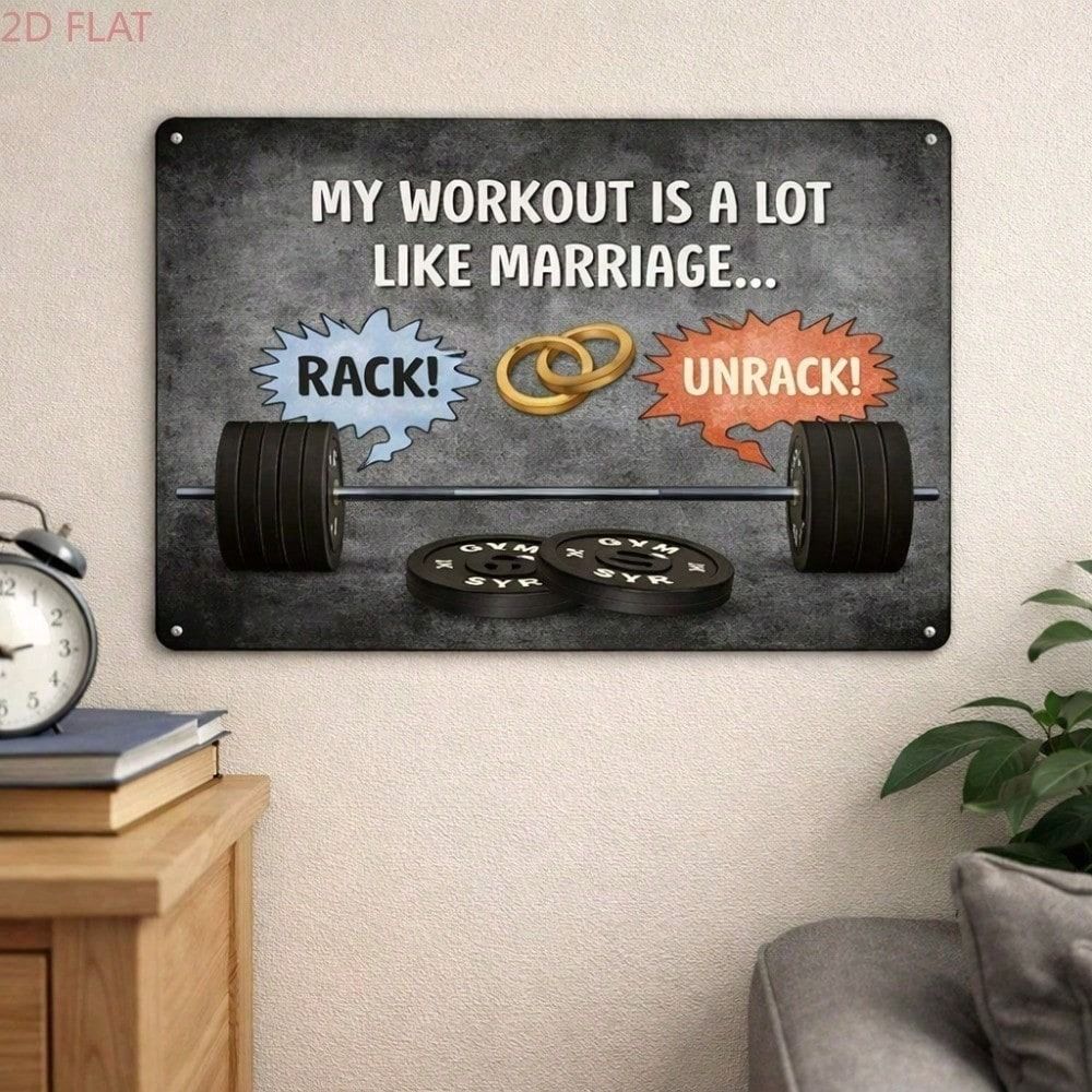 

Metal Poster Wall Art Hijinx Golf Wedding Gym Humor Barbell Rings Home Decor