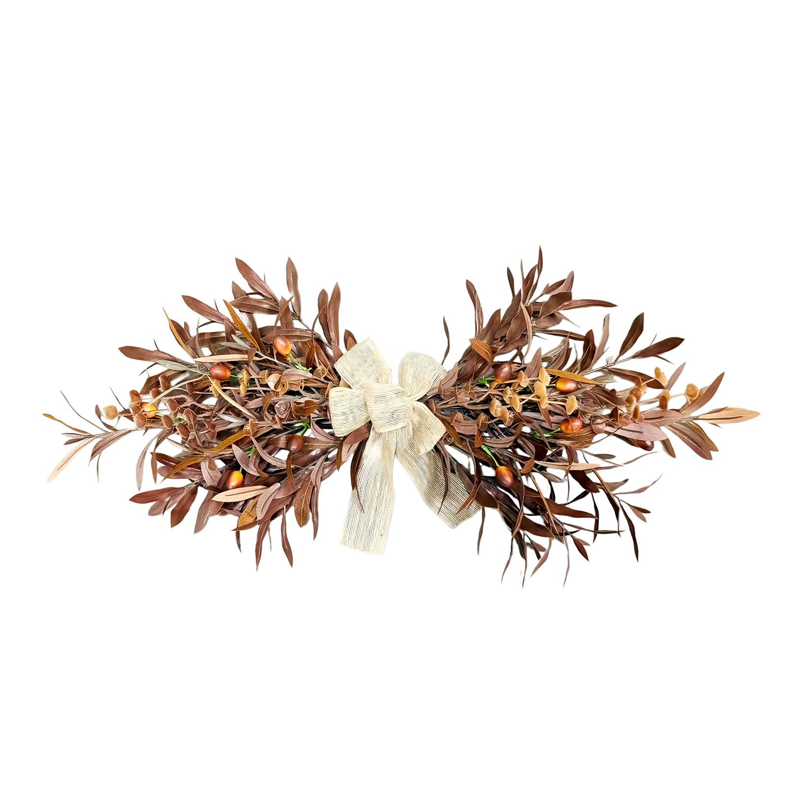 

Olive Horizontal Hanging Wreath For Home Decor, Wedding Decoration, Wall Hanging, Door Hanging, Scene Arrangement, Artificial Green Plants One Size