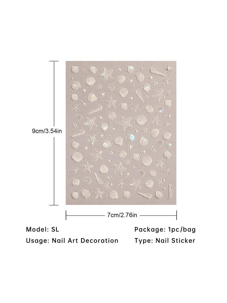 5D Nail Art Stickers Transparent Adhesive Nail Accessories Shell Sea Star Jellyfish Aurora Butterfly Hollow Liquid Nail Stickers