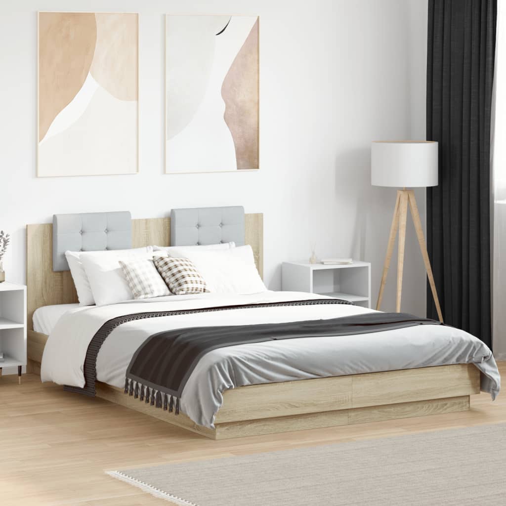 Bed Frame with Headboard Sonoma Oak 150x200 cm Wood Based Panel