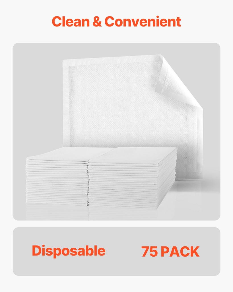 VEVOR Disposable Underpads, 30" X 36" Incontinence Bed Pads, Super Absorbent Chux Pads with 5-Layer Protection for Bed Sofa and Mattress