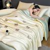 Summer Embroidery Silky Quilt Set – 4-Piece Bedding for Single/Double, Includes Bare Sleep & Air Conditioning Quilts