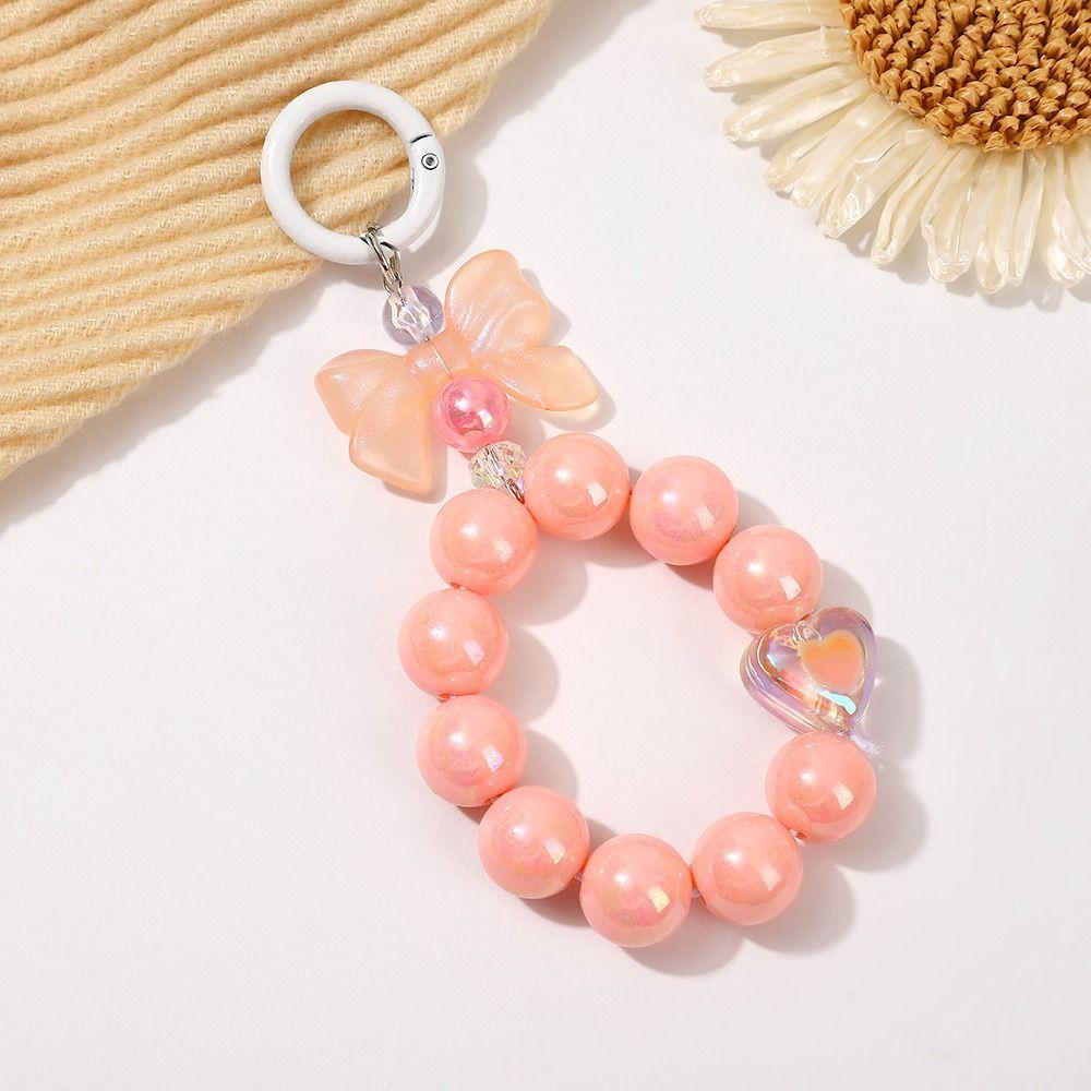 Anti-lost Candy Color Beads Keychain Colorful Phone Wrist Strap Phone Acrylic Lanyard  Phone Charm