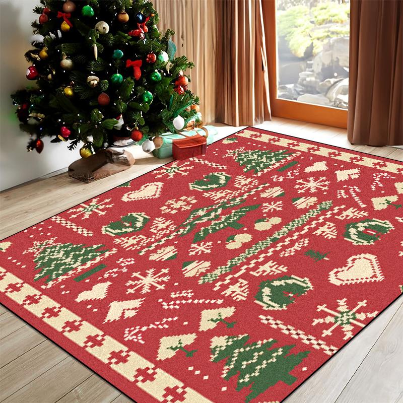 Christmas Red Green Carpet for Living Room Home Decor Large Area Rug Warm Soft Rugs Bedroom Balcony Non-slip Mat Bedroom Carpets
