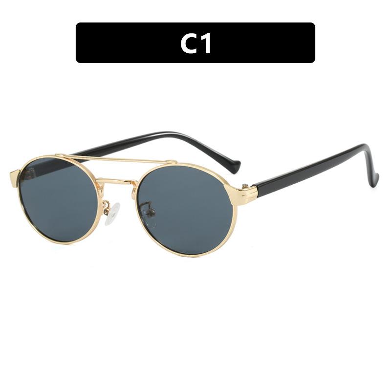 Double beam oval small frame sunglasses new sunglasses personalized sunglasses sunshade versatile anti-ultraviolet women