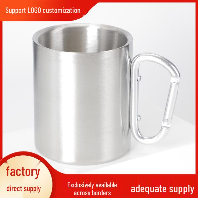 

Camping Stainless Steel Carabiner Beer Mug – Double-Layer Metal Outdoor Portable Cup